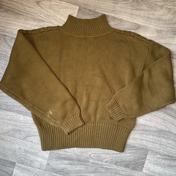 Ann Taylor‎ Olive Floral Embroidered Turtleneck Sweater - Picture 7 of 7